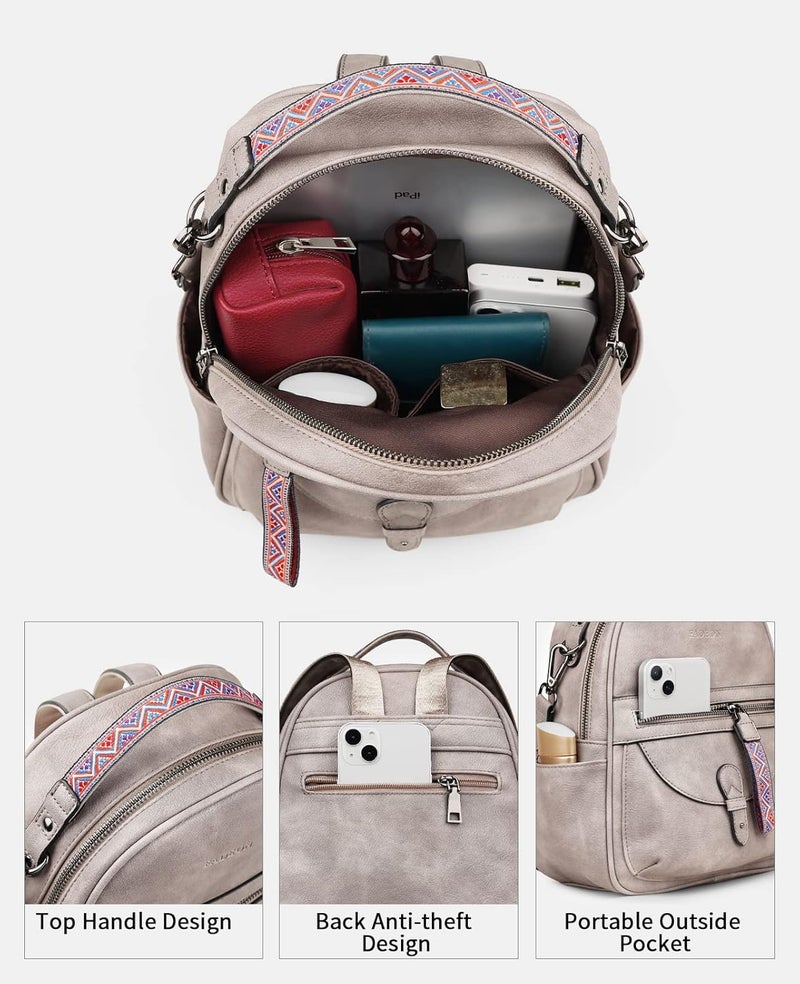 FADEON Mini Backpack Purse for Women, Designer Leather Cute Roomly Small Backpacks, Ladies Shoulder Backpack Fashion Handbag - Image 4